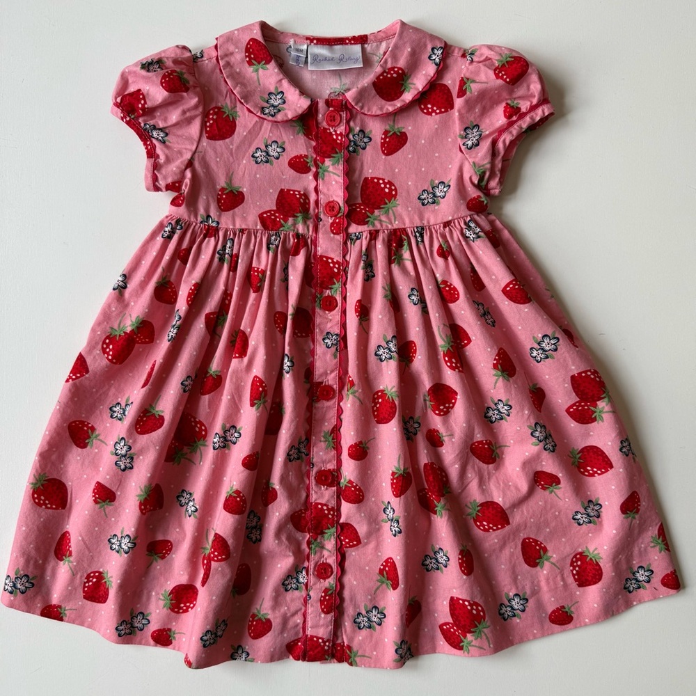 Rachel Riley Strawberry Button-Front Dress - Size 18M